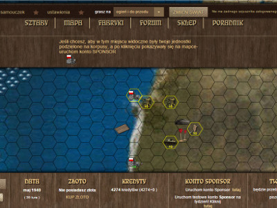 Mapa taktyczna z panelami gry